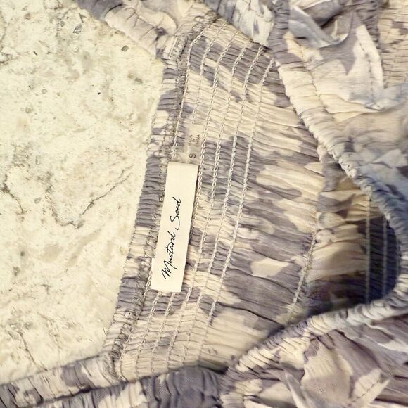 Mustard Seed Boho Floral Angel Wing Blouse Top Small Cropped Stretch - Picture 9 of 13